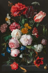 Canvas schilderij Still Life with Flowers in a Glass Vase