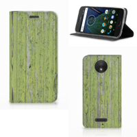 Motorola Moto C Plus Book Wallet Case Green Wood