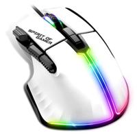 Spirit Of Gamer Bedrade witte gamingmuis voor pc 12800 DPI | RGB-muis met 8 programmeerbare knoppen/Rapid Fire | 13 achtergrondverlichtingseffecten | Ergonomische gamingmuis met duimsteun