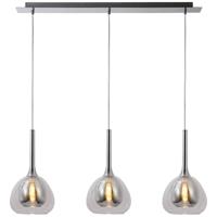 Brilliant Eetkamer hanglamp Hadan chroom met smoke glas 85573/20