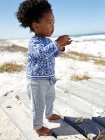 Broek voor babymeisje met strepen en elastische taille elektrisch blauw