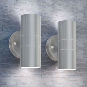 LED-wandlamp modern buiten RVS 2 stuks