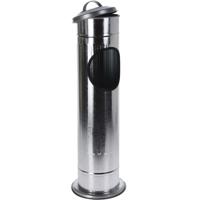 Staande asbak met afvalbakje - en deksel - zilver - 17 x 60 cm - voor buiten