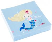 Amscan servetten zeemeermin 33 x 33 cm papier blauw 20 stuks
