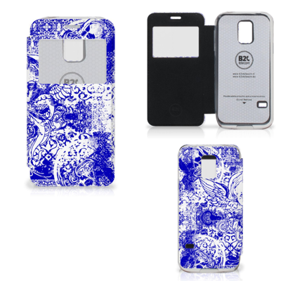 Telefoonhoesje met Naam Samsung Galaxy S5 Mini Angel Skull Blauw Telefoonhoesje met Naam Samsung Galaxy S5 Mini Angel Skull Blauw