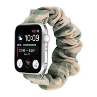 By Qubix - Elastisch scrunchie nylon bandje - Khaki/Groen - Compatible met Apple Watch 44mm / 45mm / 46mm / 49mm - Compatible Apple watch bandjes