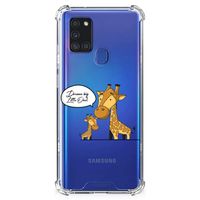 Samsung Galaxy A21s Stevig Bumper Hoesje Giraffe - thumbnail