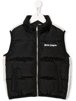 Palm Angels Kids gilet matelassé à logo imprimé - Noir