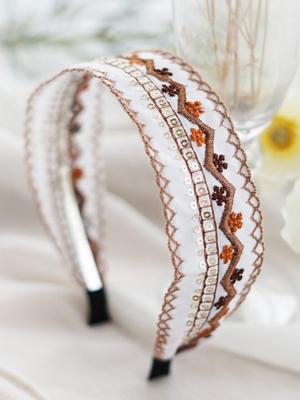 Etnisch Geborduurd Veter Pastorale Bloemen Hoofdband