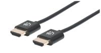 Manhattan 394352 HDMI-kabel HDMI Aansluitkabel HDMI-A-stekker, HDMI-A-stekker 1.00 m Zwart 4K UHD, Folie afscherming, Afscherming gevlochten, Rond, UL