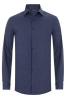 Liefling Overhemd Blauw Pied De Poule Flanel One Piece Slim Fit