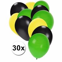 Ballonnen geel/zwart/groen 30 stuks