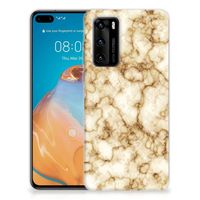 Huawei P40 TPU Siliconen Hoesje Marmer Goud - thumbnail