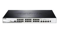 D-Link DGS-1510-28XMP/E Smart Managed Gigabit Stack Switch (28 poorten, waarvan 24 x 10/100/1000 Mbit/s PoE-poorten en 4 x 10G SFP+ poorten) - Alleen EU-netsnoer