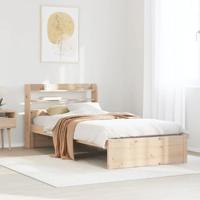 vidaXL Bedframe met hoofdbord massief grenenhout 100x200 cm, bed, ledikant, massief houten bedframe, bedbodem, bed frame, slaapmeubel, eenpersoonsbed