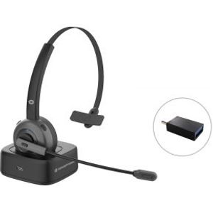 Conceptronic POLONA03BD hoofdtelefoon/headset Draadloos Hoofdband Kantoor/callcenter Bluetooth Oplaadhouder Zwart