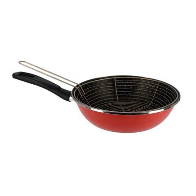 Emaille friteuse/frituurpan voor alle hittebronnen rood 27 cm - Frituurpannen Emaille friteuse/frituurpan voor alle hittebronnen rood 27 cm - Frituurpannen