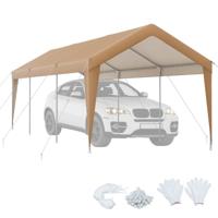 Carport 301 x 600 cm Verzinkt Metalen Frame Draagbare Garagetent met Dekzeil voor Alle Seizoenen Partytent voor Buiten