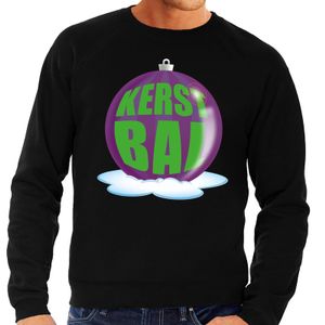 Foute feest kerst sweater met paarse kerstbal op zwarte sweater voor heren 2XL (56)  -