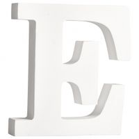 Witte houten letter E 11 cm   - - thumbnail