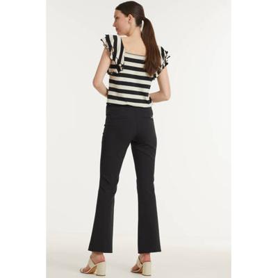 Summum Woman gestreepte top zwart/ecru