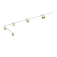 QAZQA - Modern 1-fase railsysteem met 5 spots goud met wit - Rondoo Up | Slaapkamer | Keuken - Staal Langwerpig - GU10 Geschikt voor LED - Max. 5 x 10 Watt