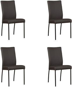 Set van 4 Donkerbruine leren moderne eetkamerstoelen Comfort - Hermes Leer Caffe (donkerbruin leer)