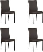 Set van 4 Donkerbruine leren moderne eetkamerstoelen Comfort - Hermes Leer Caffe (donkerbruin leer) - thumbnail