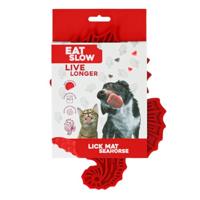 Eat Slow Live Longer Likmat zeepaardje - 22 x 16,5 cm - snuffelmat - anti-snuffelmat - slow feeder - honden en katten - 100% siliconen - met zuignappen - vaatwasmachinebestendig - rood