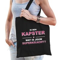 Ik ben kapster wat is jouw superkracht tasje zwart voor dames - cadeau tas kapster