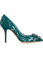 Dolce & Gabbana escarpins en dentelle à ornements de strass - Vert - thumbnail