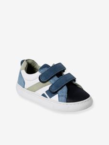 Leren sneakers met klittenband voor jongens kleutercollectie veel blauw