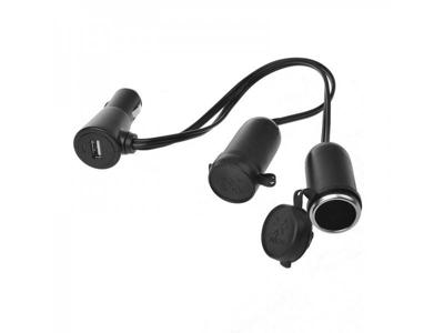 Pro+ Splitter 2-weg + stekker met USB 1000mA 12V/24V