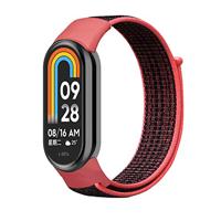 By Qubix - Sport loop nylon bandje - Zwart met lichtrood - Compatible met Xiaomi Smart Band 8 & 9 - Compatible Xiaomi bandje