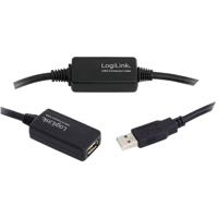 LogiLink USB-kabel USB 2.0 USB-A stekker, USB-A bus 20.00 m Zwart UA0146 - thumbnail