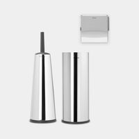 Brabantia ReNew toiletaccessoires, set - toiletborstel met houder, toiletrolhouder en reserverolhouder - Brilliant Steel