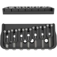 Hipshot 7-String Fixed Guitar Bridge .175 Inch Black met stalen zadels en 4.5 mm grondplaat