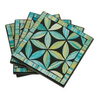 Mozaïeken Onderzetters Bloem Turquoise (Set van 4)