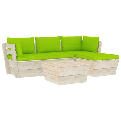 vidaXL 5-delige Loungeset met kussens pallet vurenhout