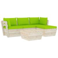 vidaXL 5-delige Loungeset met kussens pallet vurenhout