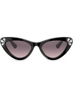 Miu Miu Eyewear lunettes de soleil à ornements en strass - Noir - thumbnail