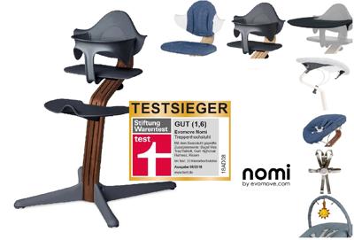 NOMI highchair complete set vanaf de geboorte Basis walnoot nature oiled en stoel antraciet NOMI highchair complete set vanaf de geboorte Basis walnoot nature oiled en stoel antraciet