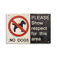 GIETIJZEREN "GEEN HONDEN, TOON RESPECT..." PLAQUE - thumbnail