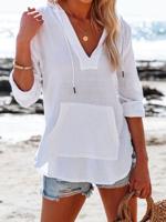 Casual Long Sleeve Plus Size Hooded Tops