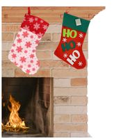 Set van 2x stuks kerstsokken H40 en H45 cm rood/wit en rood/groen - thumbnail