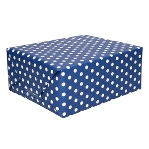 Cadeaupapier donkerblauw met witte stipjes/polkadots 200 x 70 cm