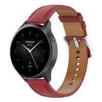 By Qubix - Luxe leren bandje - Bordeaux - Compatible met Xiaomi Mi Watch/Compatible met Xiaomi Watch 2 / Compatible met Xiaomi Watch S1 / S2 / S3 / S4 - Compatible Xiaomi bandje