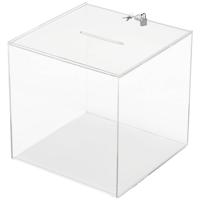 Deflecto Actiebox met gleuf en slot Glas (helder) (b x h x d) 300 x 300 x 300 mm 1 stuk(s) - thumbnail