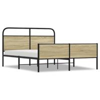 vidaXL Bedframe zonder matras metaal sonoma eikenkleurig 150x200 cm