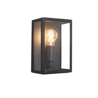 QAZQA Industriële buiten wandlamp zwart met glas 25,5 cm IP44 - - thumbnail